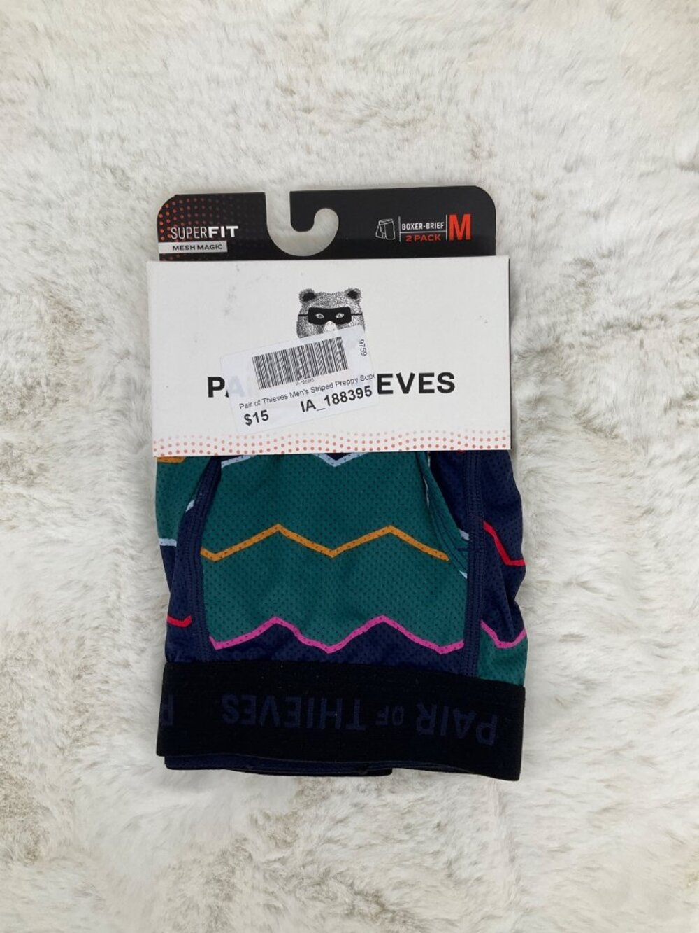 Pair of Thieves SuperFit Boxer Briefs Men's size Medium Stripe Mesh Magic New